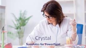  Presentation with implant - Colorful PPT layouts enhanced with woman-dentist-working-on-teeth backdrop and a sky blue colored foreground