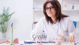  Presentation with implant - Theme with woman-dentist-working-on-teeth background and a sky blue colored foreground