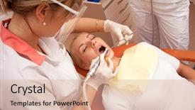  Presentation with oral surgery - Amazing slides having woman at the dentist's surgery backdrop and a lemonade colored foreground