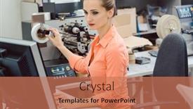  Presentation with workshop - Slide set featuring woman-designing-labels background and a coral colored foreground