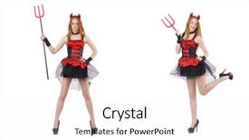  Presentation with devil - Audience pleasing theme consisting of woman devil with trident backdrop and a white colored foreground