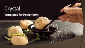  Presentation with soy sauce - PPT theme featuring baozi dumpling in soy sauce background and a black colored foreground