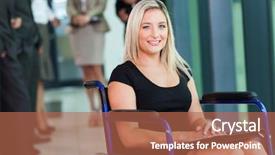  Presentation with disability disabled signs rendering 3d - Presentation design enhanced with woman disability - attractive disabled businesswoman sitting background and a coral colored foreground