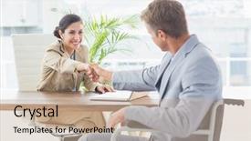  Presentation with shaking hands - Cool new PPT layouts with woman disability - businesswoman shaking hands with disabled backdrop and a coral colored foreground