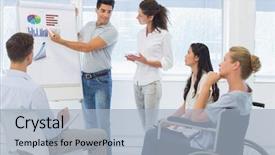  Presentation with giving to god - Cool new PPT layouts with woman disability - casual businessman giving presentation backdrop and a light blue colored foreground