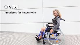  Presentation with executive brief - Amazing PPT theme having woman disability - female executive using wheelchair backdrop and a  colored foreground