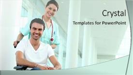  Presentation with disability - Beautiful theme featuring woman disability - portrait of a caregiver backdrop and a soft green colored foreground