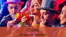  Presentation with fruit cocktail - PPT theme having woman disco night club dance background and a red colored foreground