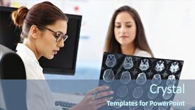 Presentation with doctor discussing parents - Colorful PPT layouts enhanced with woman discussing x-ray results backdrop and a ocean colored foreground