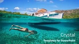  Presentation with coast - Presentation theme consisting of woman-diver-is-snorkeling background and a  colored foreground