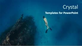  Presentation with maldives - Slide set enhanced with woman-dives-near-the-shipwreck background and a dark gray colored foreground
