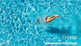  Presentation with five stars - Cool new presentation theme with woman-diving-at-luxury-five backdrop and a teal colored foreground