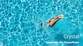  Presentation with five stars - Audience pleasing PPT theme consisting of woman-diving-at-luxury-five backdrop and a teal colored foreground