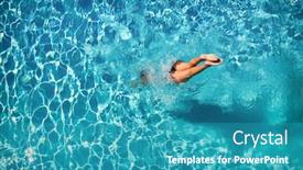  Presentation with five stars - Colorful theme enhanced with woman-diving-at-luxury-five backdrop and a teal colored foreground