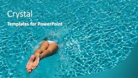  Presentation with five stars - Cool new PPT theme with woman-diving-at-luxury-five backdrop and a teal colored foreground
