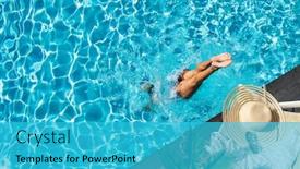  Presentation with five stars - Colorful PPT layouts enhanced with woman-diving-at-luxury-five backdrop and a cyan colored foreground