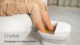  Presentation with home - Slide deck featuring woman-do-foot-bath-herself background and a  colored foreground