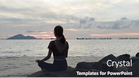  Presentation with yoga - Amazing PPT layouts having woman-do-yoga-and-sit backdrop and a dark gray colored foreground