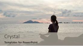  Presentation with yoga - Slide set with woman-do-yoga-and-sit background and a light gray colored foreground