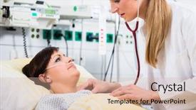  Presentation with intensive care unit - Colorful presentation design enhanced with woman doctor at intensive care backdrop and a lemonade colored foreground