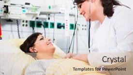  Presentation with intensive care unit - Beautiful presentation design featuring woman doctor at intensive care backdrop and a lemonade colored foreground