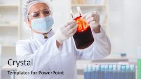  Presentation with blood bags - Slide set consisting of woman doctor checking blood samples background and a lemonade colored foreground