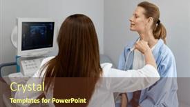  Presentation with gland - PPT theme featuring woman-doctor-conducting-ultrasound background and a tawny brown colored foreground