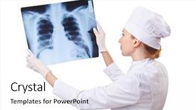  Presentation with metabolic syndrome doctor examining - PPT layouts having woman doctor examining x-ray background and a white colored foreground