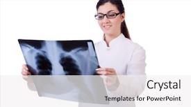  Presentation with doctor examining a newborn baby - Presentation design with woman doctor examining x-ray background and a white colored foreground