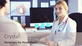  Presentation with diagnosis - Presentation enhanced with woman-doctor-explaining-diagnosis background and a light gray colored foreground