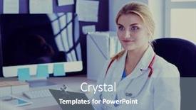  Presentation with diagnosis - Presentation theme featuring woman-doctor-explaining-diagnosis background and a mint green colored foreground