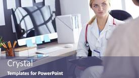  Presentation with diagnosis - Slide deck enhanced with woman-doctor-explaining-diagnosis background and a ocean colored foreground