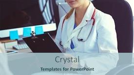  Presentation with diagnosis - Audience pleasing PPT layouts consisting of woman-doctor-explaining-diagnosis backdrop and a light blue colored foreground