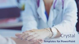  Presentation with helping hand - Amazing PPT layouts having woman doctor helping senior holding hand in hospital backdrop and a sky blue colored foreground