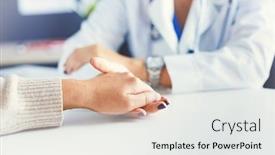  Presentation with helping hand - Cool new slides with woman doctor helping senior holding hand in hospital backdrop and a white colored foreground