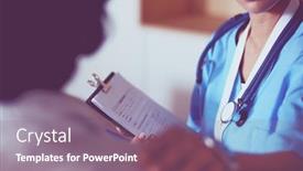  Presentation with helping hand - Audience pleasing presentation theme consisting of woman-doctor-helping-senior-holding backdrop and a gray colored foreground