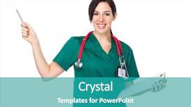  Presentation with book and pen - Amazing presentation theme having woman doctor hold with clipboard backdrop and a  colored foreground