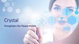  Presentation with medical - Presentation theme featuring woman doctor holding medical stethoscope background and a sky blue colored foreground