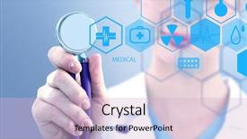 Presentation with medical - Presentation theme consisting of woman doctor holding medical stethoscope background and a  colored foreground