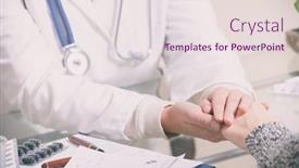  Presentation with compassion - Presentation design featuring woman-doctor-holds-her-patient background and a sky blue colored foreground