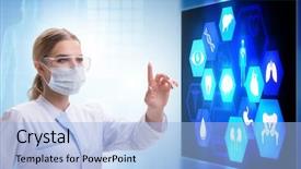  Presentation with telemedicine - Beautiful PPT theme featuring woman doctor in telemedicine concept backdrop and a light blue colored foreground