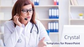  Presentation with telemedicine - Beautiful slides featuring woman doctor in telemedicine concept backdrop and a sky blue colored foreground