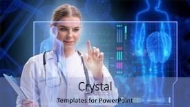  Presentation with futuristic - Audience pleasing slide deck consisting of woman doctor in telemedicine futuristic backdrop and a light blue colored foreground
