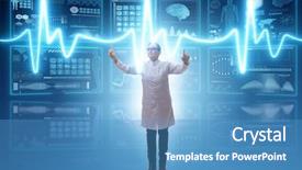  Presentation with telemedicine word cloud concept - Audience pleasing presentation theme consisting of woman doctor in telemedicine futuristic backdrop and a teal colored foreground