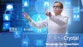  Presentation with telemedicine word cloud concept - Presentation theme consisting of woman doctor in telemedicine futuristic background and a teal colored foreground