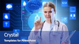  Presentation with telemedicine - PPT layouts featuring woman doctor in telemedicine futuristic background and a ocean colored foreground