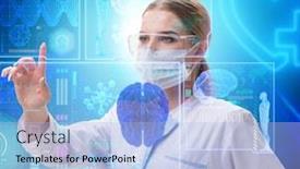  Presentation with telemedicine - Slide set consisting of woman doctor in telemedicine futuristic concept background and a light blue colored foreground