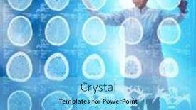  Presentation with telemedicine - Audience pleasing presentation theme consisting of woman doctor in telemedicine futuristic concept backdrop and a light blue colored foreground