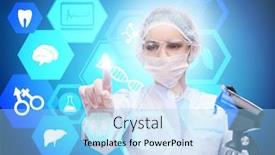  Presentation with telemedicine - Cool new PPT layouts with woman-doctor-in-telemedicine-futuristic backdrop and a light blue colored foreground