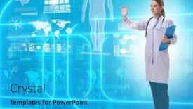  Presentation with telemedicine - Presentation theme consisting of woman-doctor-in-telemedicine-futuristic background and a cyan colored foreground